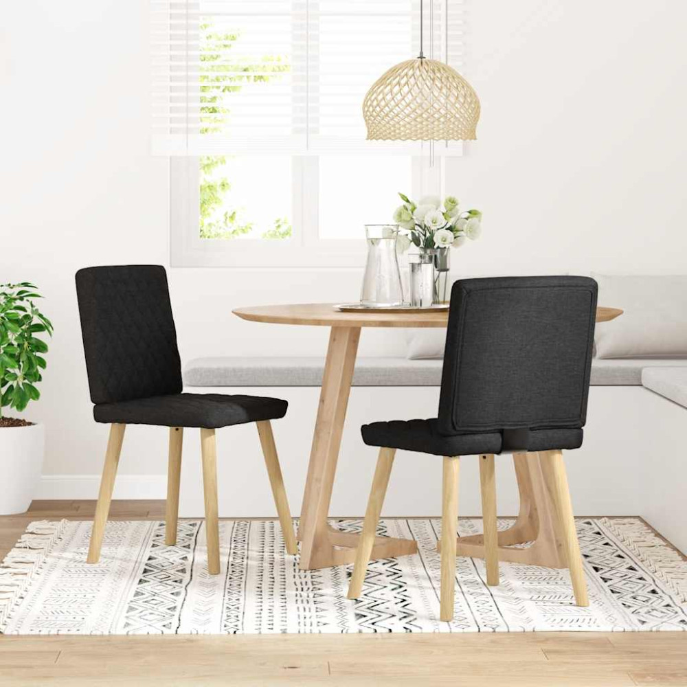 Produktbild för Matstolar 2 st svart tyg