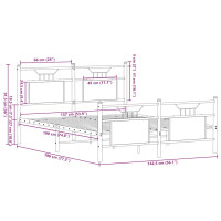 Produktbild för Sängram utan madrass rökfärgad ek 137x190 cm konstruerad trä