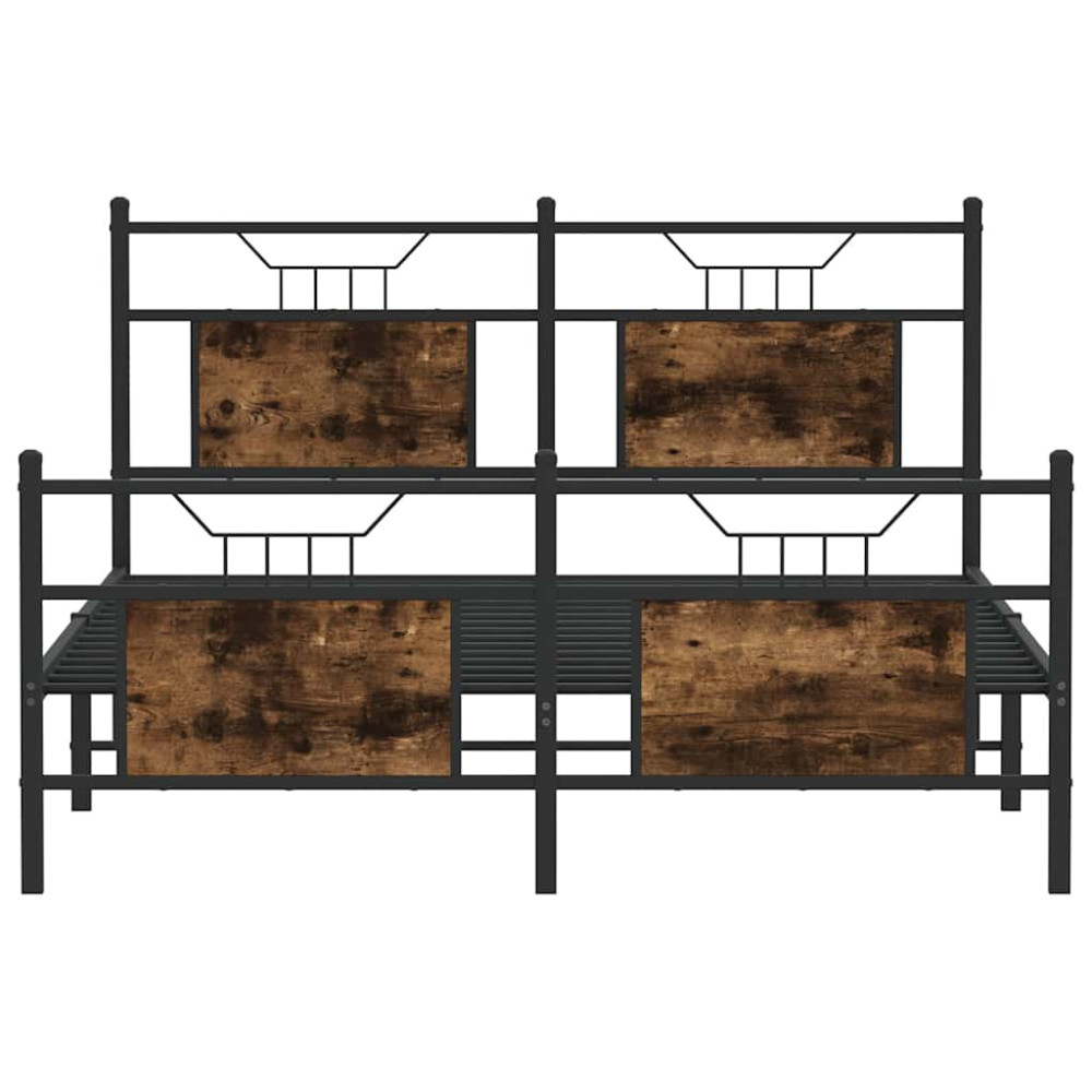 Produktbild för Sängram utan madrass rökfärgad ek 137x190 cm konstruerad trä