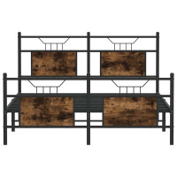 Produktbild för Sängram utan madrass rökfärgad ek 137x190 cm konstruerad trä