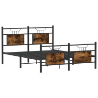Produktbild för Sängram utan madrass rökfärgad ek 150x200 cm konstruerad trä