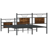 Produktbild för Sängram utan madrass rökfärgad ek 150x200 cm konstruerad trä