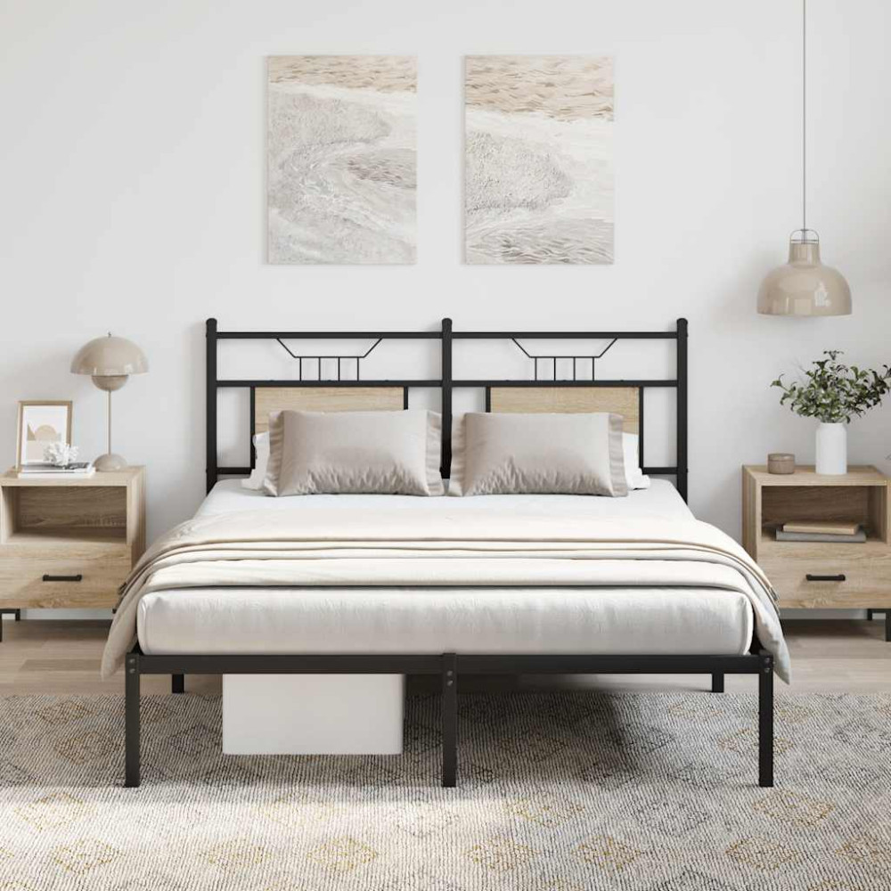 Produktbild för Sängram utan madrass sonoma-ek 137x190 cm konstruerad trä