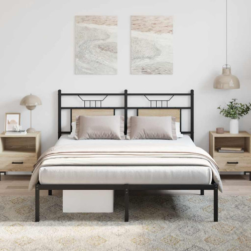 vidaXL Sängram utan madrass sonoma-ek 140x190 cm konstruerad trä