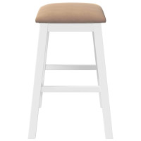 Produktbild för Barstolar med dynor 2 st, vit massivt trä gummi