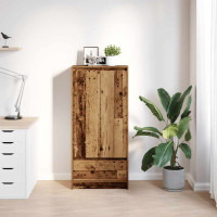 Produktbild för Skåp med låda gammalt trä 55,5x34x119,5 cm konstruerat trä