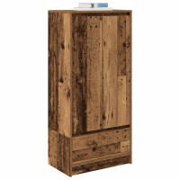 Produktbild för Skåp med låda gammalt trä 55,5x34x119,5 cm konstruerat trä
