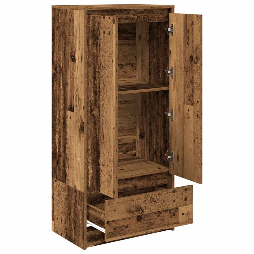 Produktbild för Skåp med låda gammalt trä 55,5x34x119,5 cm konstruerat trä