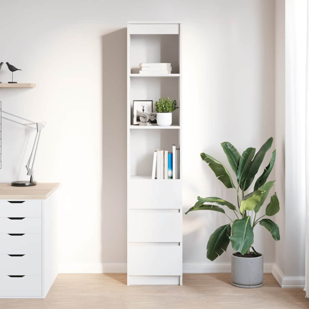 Produktbild för Highboard vit 37,5x35x180 cm konstruerat trä