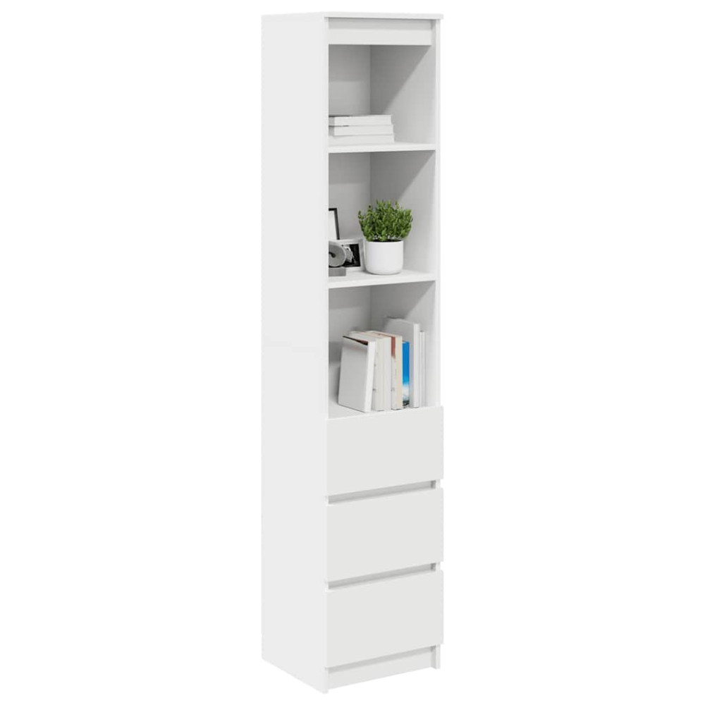 Produktbild för Highboard vit 37,5x35x180 cm konstruerat trä