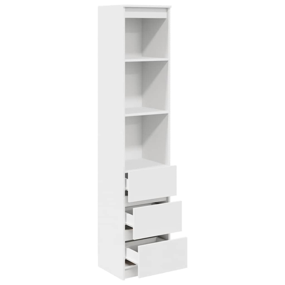 Produktbild för Highboard vit 37,5x35x180 cm konstruerat trä