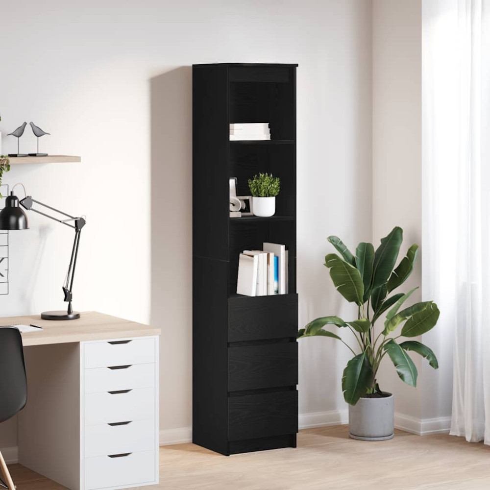 Produktbild för Högbord svart ek 37,5x35x180 cm konstruerat trä
