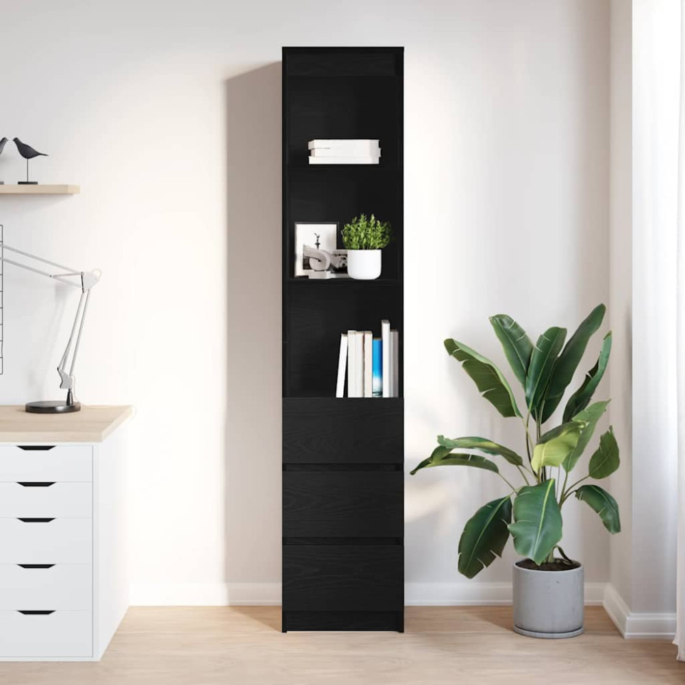 Produktbild för Högbord svart ek 37,5x35x180 cm konstruerat trä