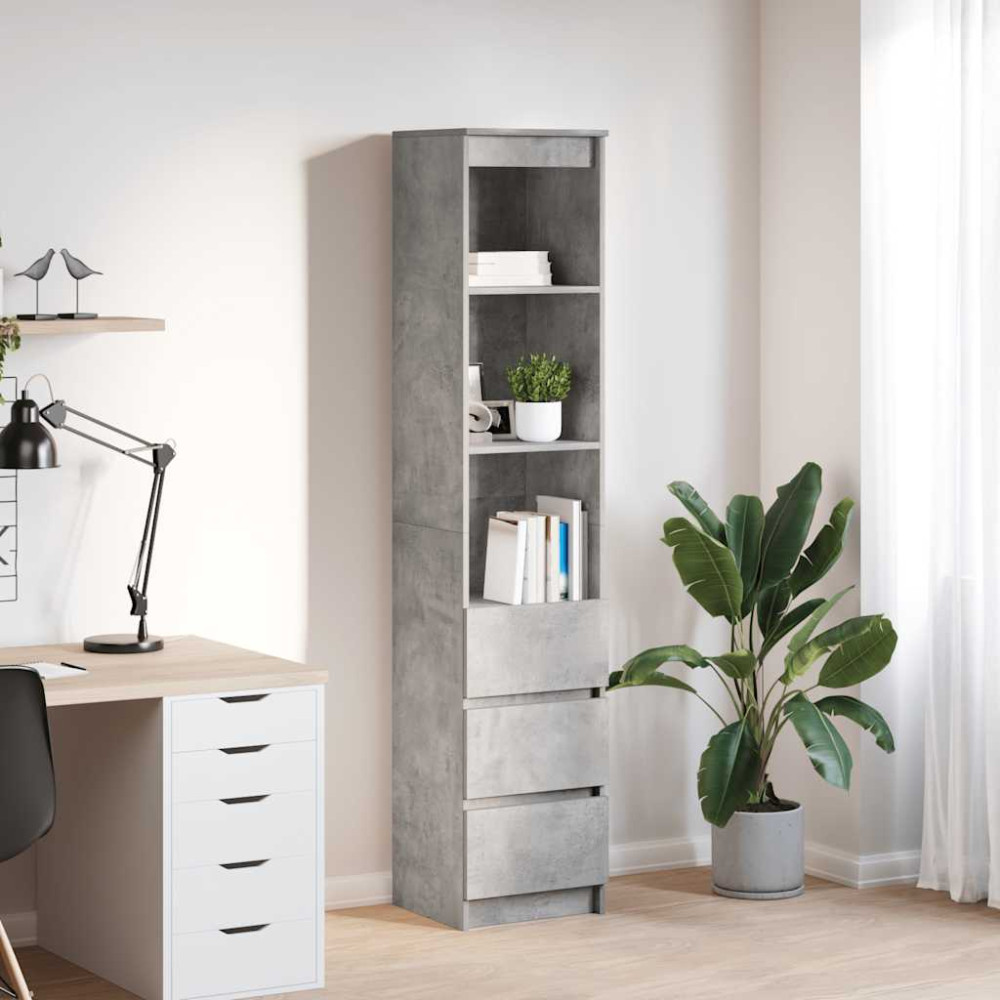 Produktbild för högskåp betong grå 37,5x35x180 cm konstruerat trä