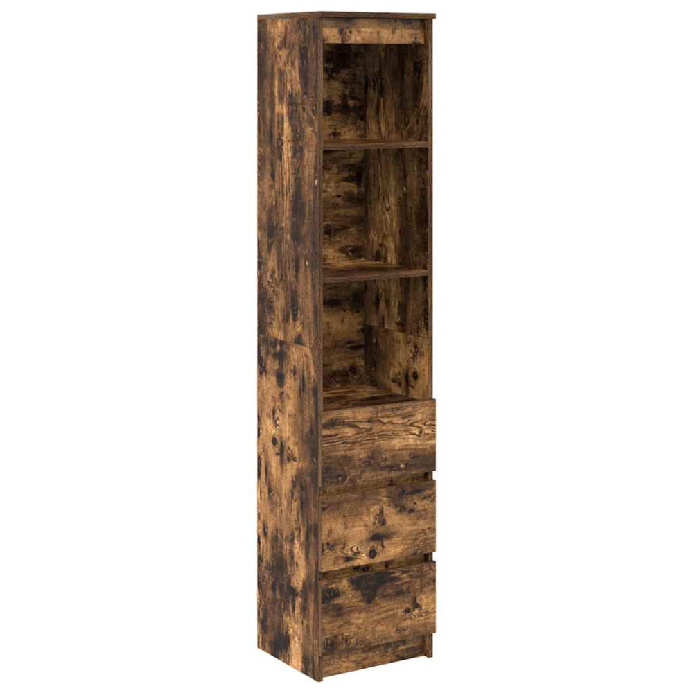 Produktbild för Highboard rökt ek 37,5x35x180 cm konstruerat trä