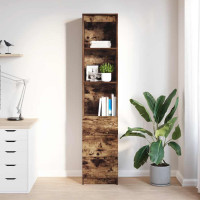 Produktbild för Highboard rökt ek 37,5x35x180 cm konstruerat trä