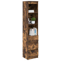 Produktbild för Highboard rökt ek 37,5x35x180 cm konstruerat trä