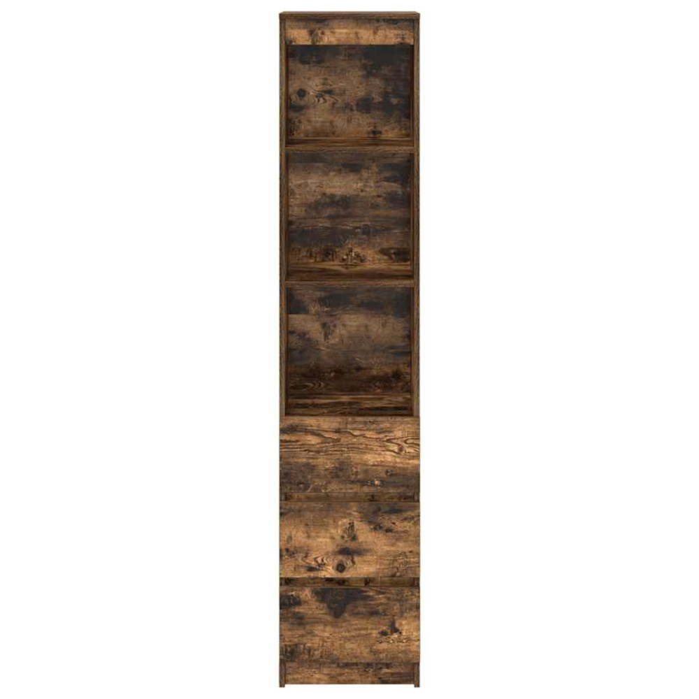 Produktbild för Highboard rökt ek 37,5x35x180 cm konstruerat trä