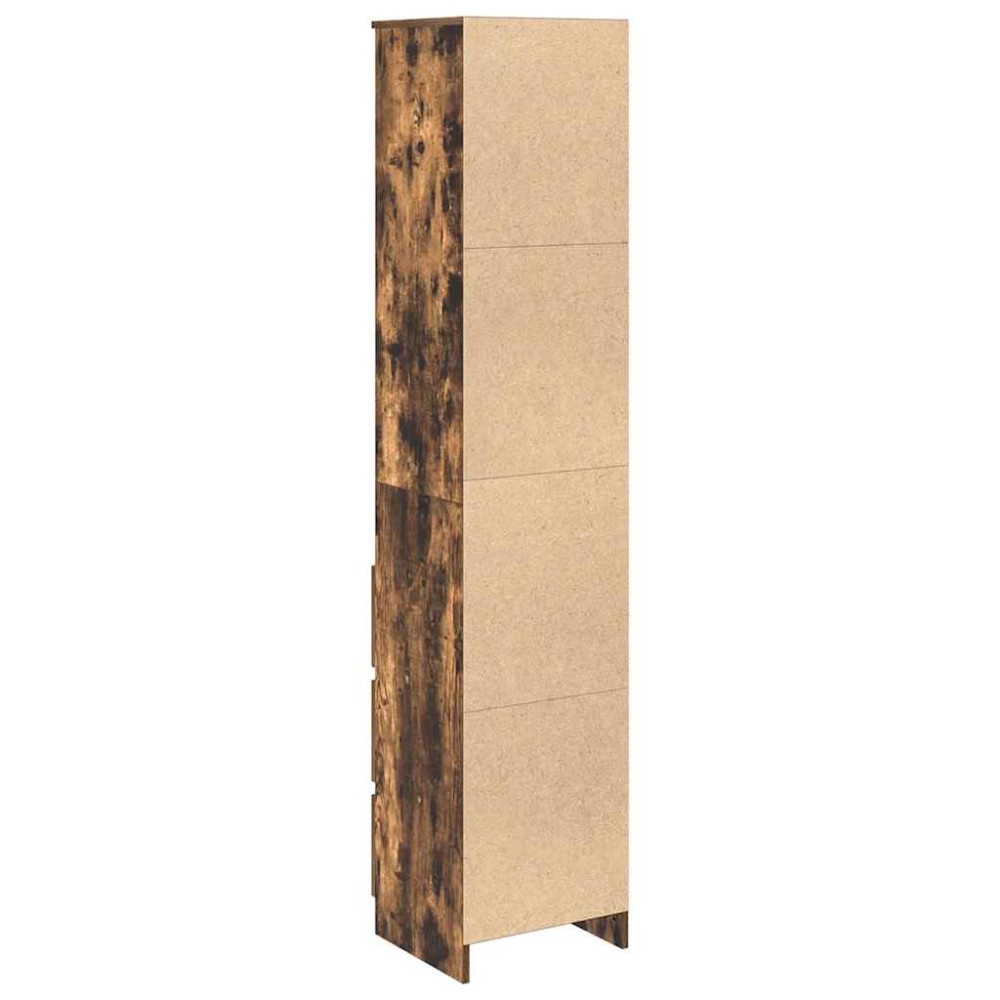 Produktbild för Highboard rökt ek 37,5x35x180 cm konstruerat trä