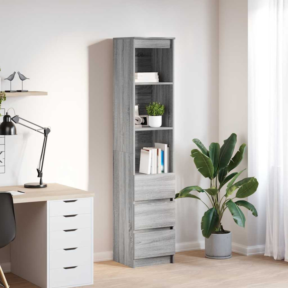 Produktbild för Highboard grå sonoma 37,5x35x180 cm konstruerat trä