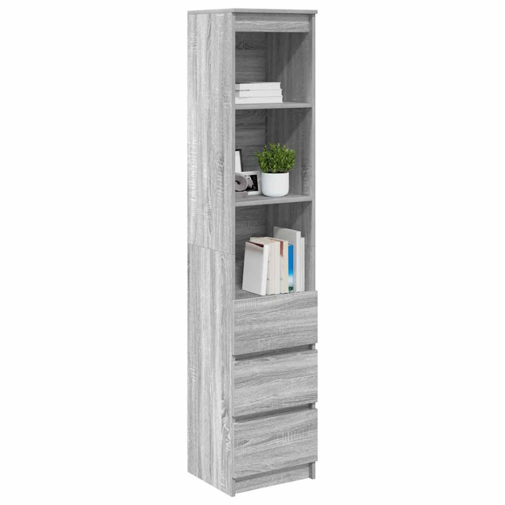 Produktbild för Highboard grå sonoma 37,5x35x180 cm konstruerat trä