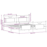 Produktbild för Sängram utan madrass metall rökfärgad ek 183x213 cm