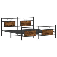 Produktbild för Sängram utan madrass metall rökfärgad ek 183x213 cm