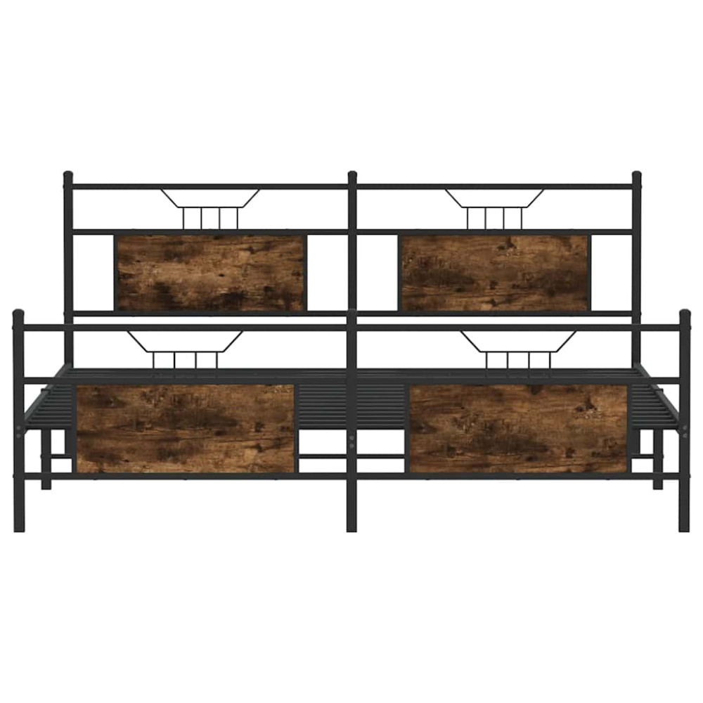 Produktbild för Sängram utan madrass metall rökfärgad ek 183x213 cm