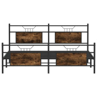 Produktbild för Sängram utan madrass metall rökfärgad ek 183x213 cm