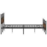 Produktbild för Sängram utan madrass metall rökfärgad ek 183x213 cm