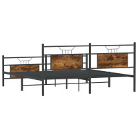 Produktbild för Sängram utan madrass metall rökfärgad ek 183x213 cm