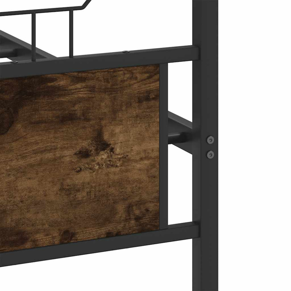 Produktbild för Sängram utan madrass metall rökfärgad ek 183x213 cm