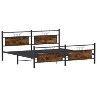 Produktbild för Sängram utan madrass metall rökfärgad ek 193x201 cm