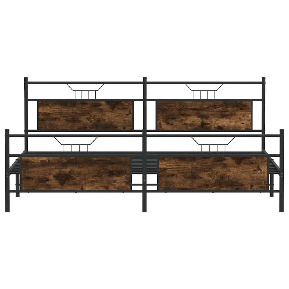 Produktbild för Sängram utan madrass metall rökfärgad ek 193x201 cm