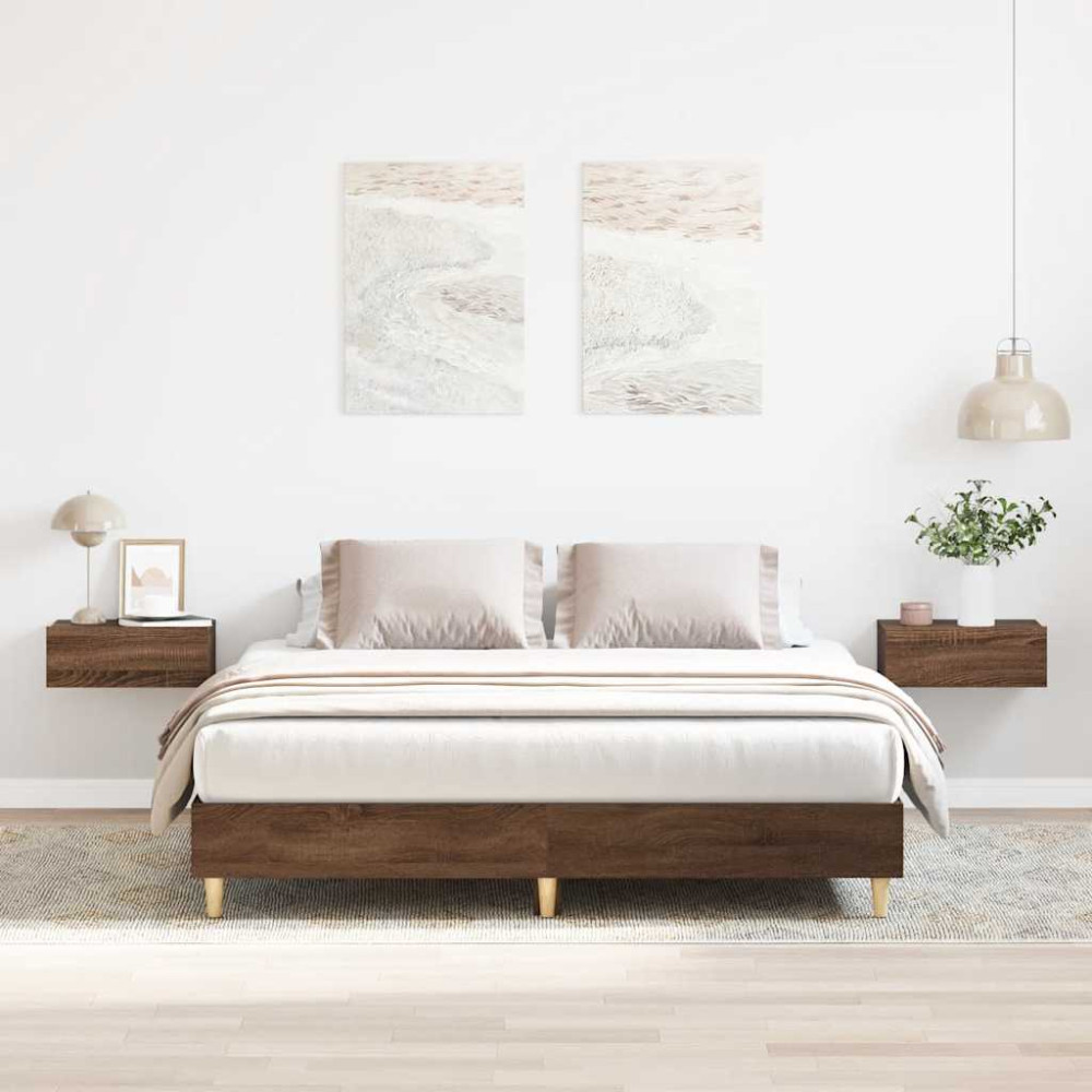 Produktbild för Sängram utan madrass brun ek 150x200 cm konstruerat trä