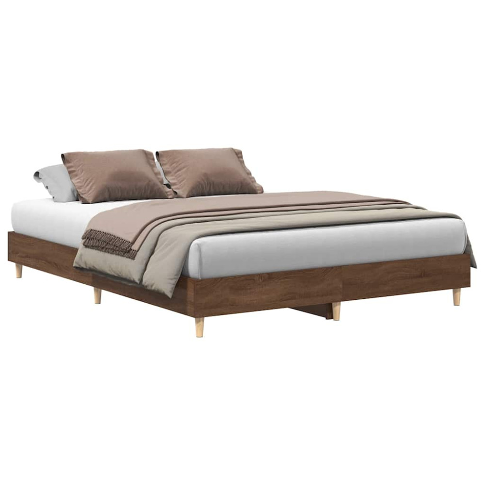 Produktbild för Sängram utan madrass brun ek 150x200 cm konstruerat trä