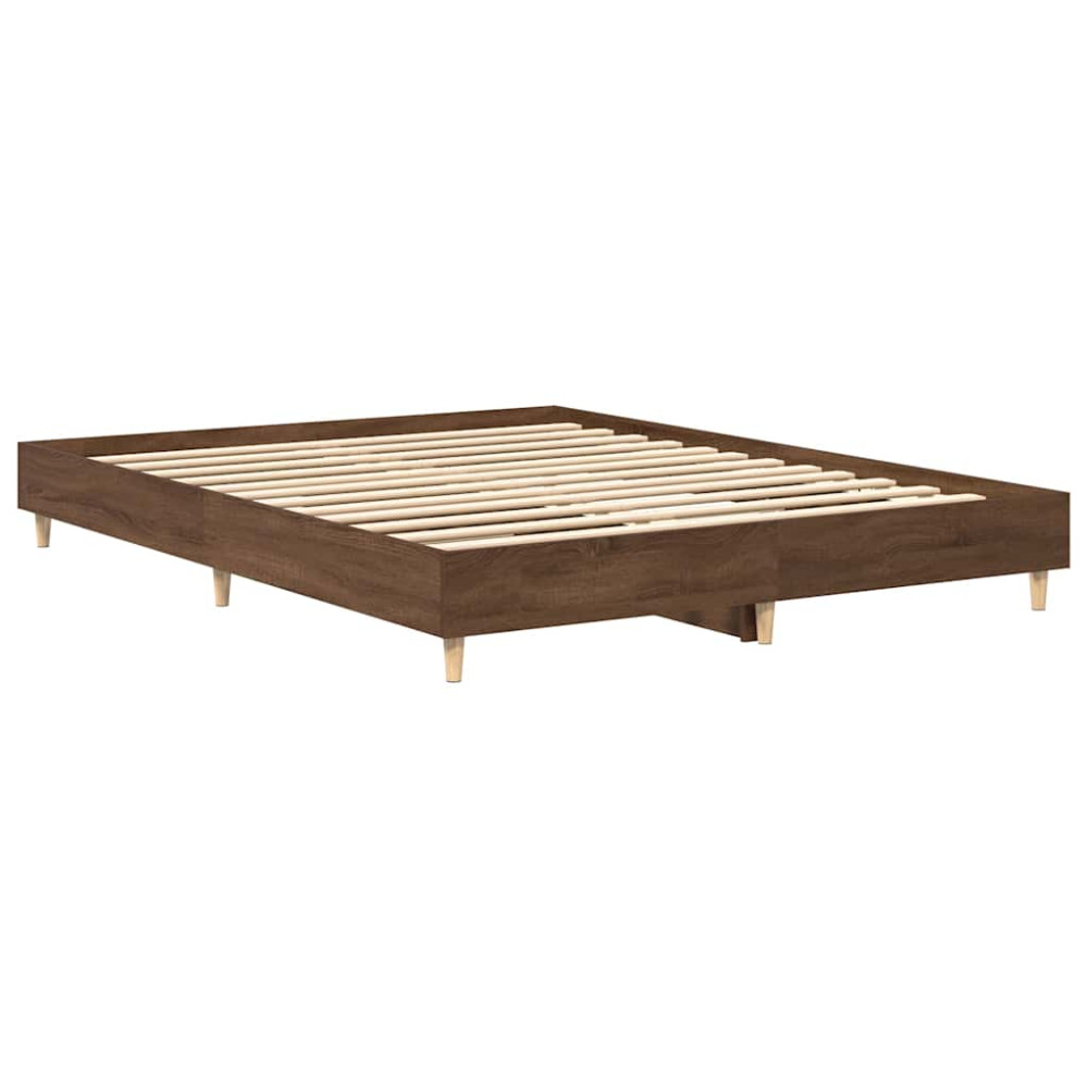 Produktbild för Sängram utan madrass brun ek 150x200 cm konstruerat trä
