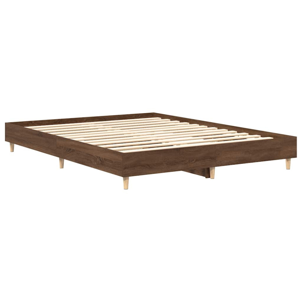 Produktbild för Sängram utan madrass brun ek 150x200 cm konstruerat trä