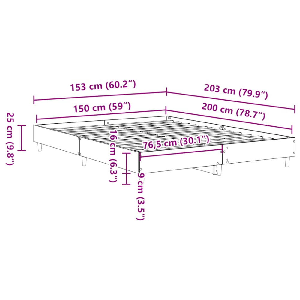 Produktbild för Sängram utan madrass brun ek 150x200 cm konstruerat trä