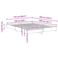 Produktbild för Sängram utan madrass brun ek 150x200 cm konstruerat trä