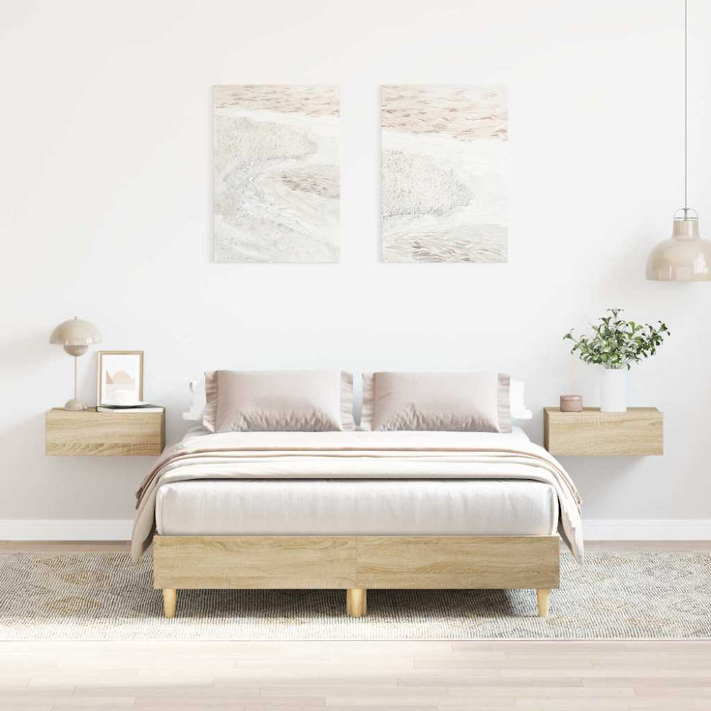 Produktbild för Sängram utan madrass Sonoma ek 120x200 cm konstruerat trä