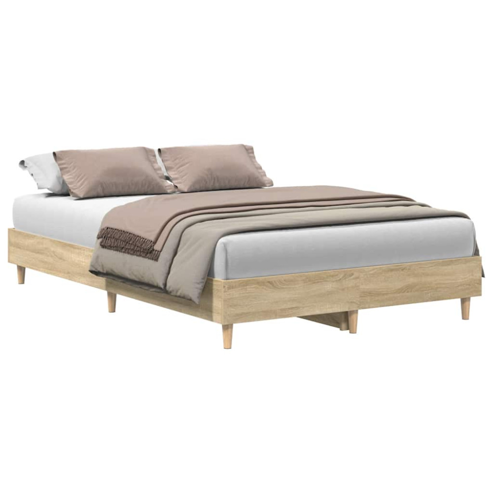 Produktbild för Sängram utan madrass Sonoma ek 120x200 cm konstruerat trä