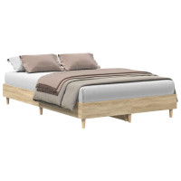 Produktbild för Sängram utan madrass Sonoma ek 120x200 cm konstruerat trä