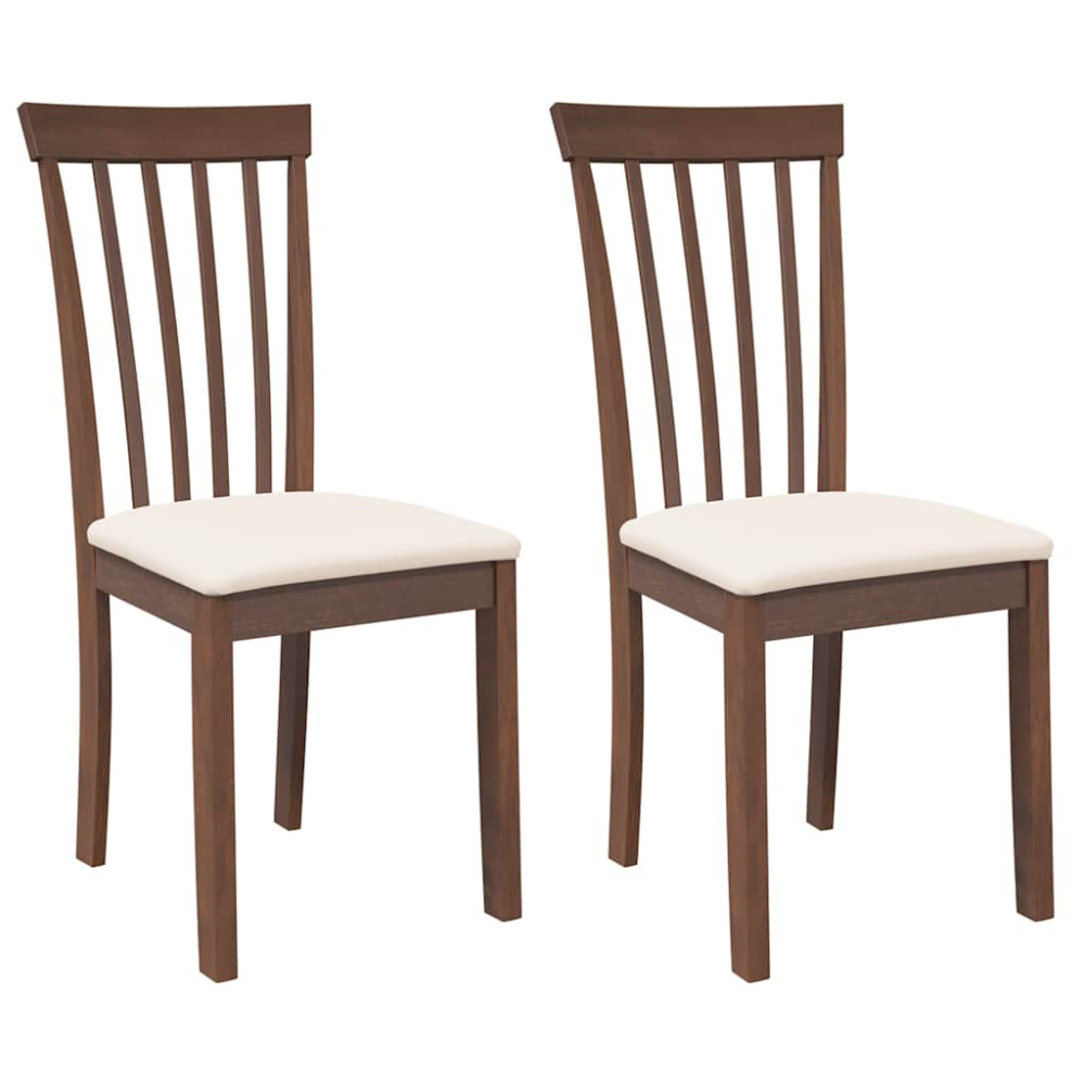 Produktbild för Matstolar med dynor 2 st, brunt massivt trä gummi