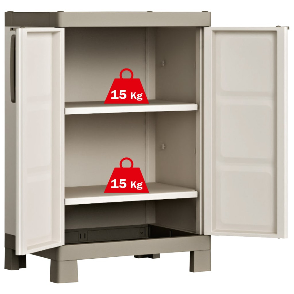 Produktbild för Keter Lågt förvaringsskåp Excellence beige och taupe 97 cm