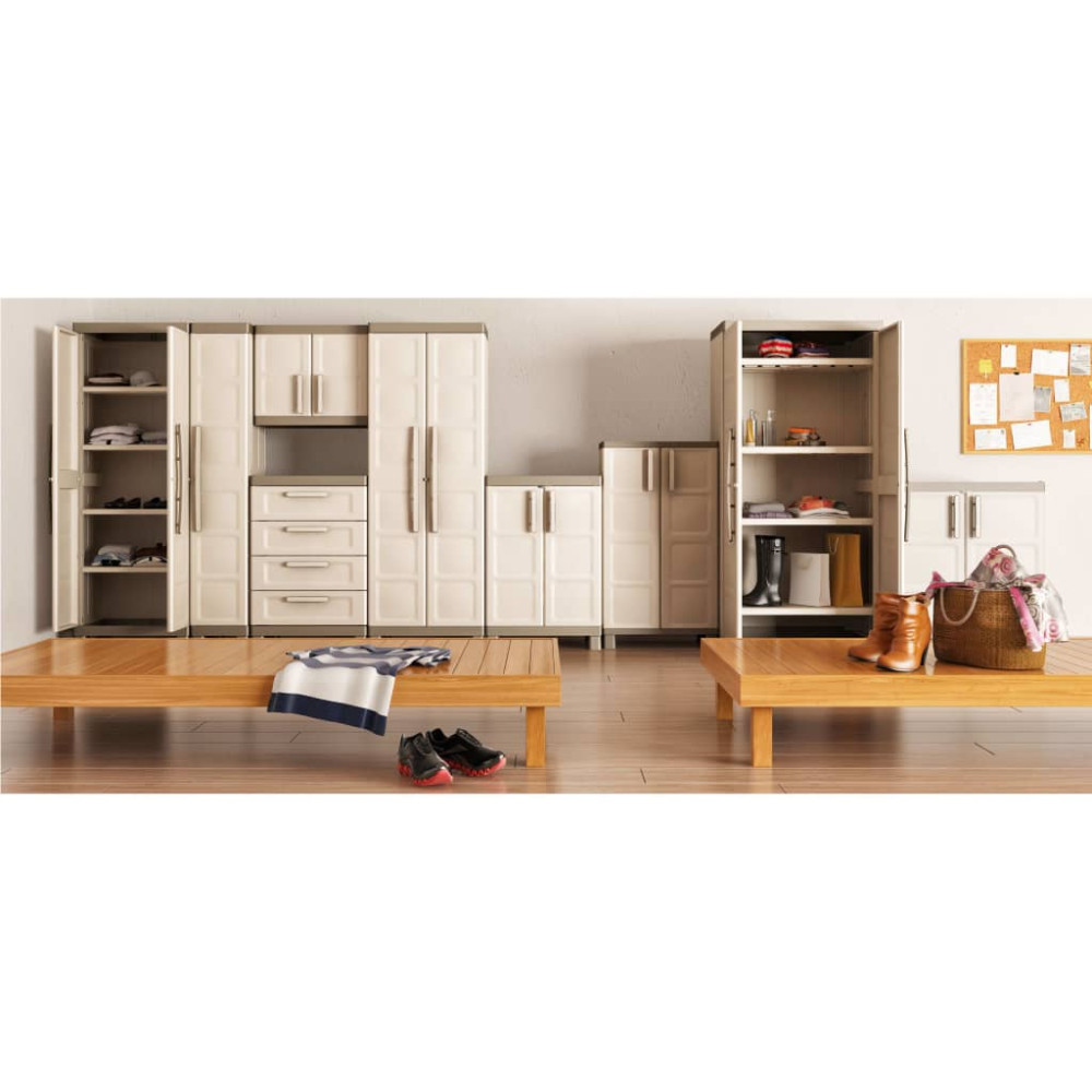 Produktbild för Keter Lågt förvaringsskåp Excellence beige och taupe 97 cm