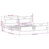 Produktbild för Sängram utan madrass metall brun ek 193x201 cm