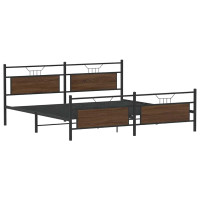 Produktbild för Sängram utan madrass metall brun ek 193x201 cm