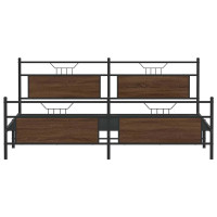 Produktbild för Sängram utan madrass metall brun ek 193x201 cm