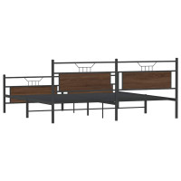 Produktbild för Sängram utan madrass metall brun ek 193x201 cm